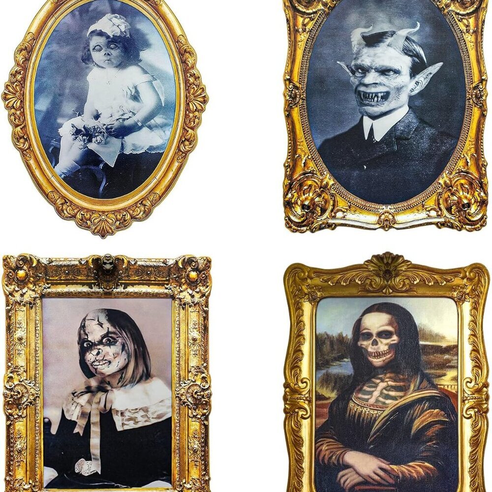 Halloween Decor Indoor, Haunted Scary Decorations - 3D Changing Face Pictures, V